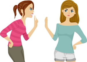 Illustration of Two Female Teenagers Arguing